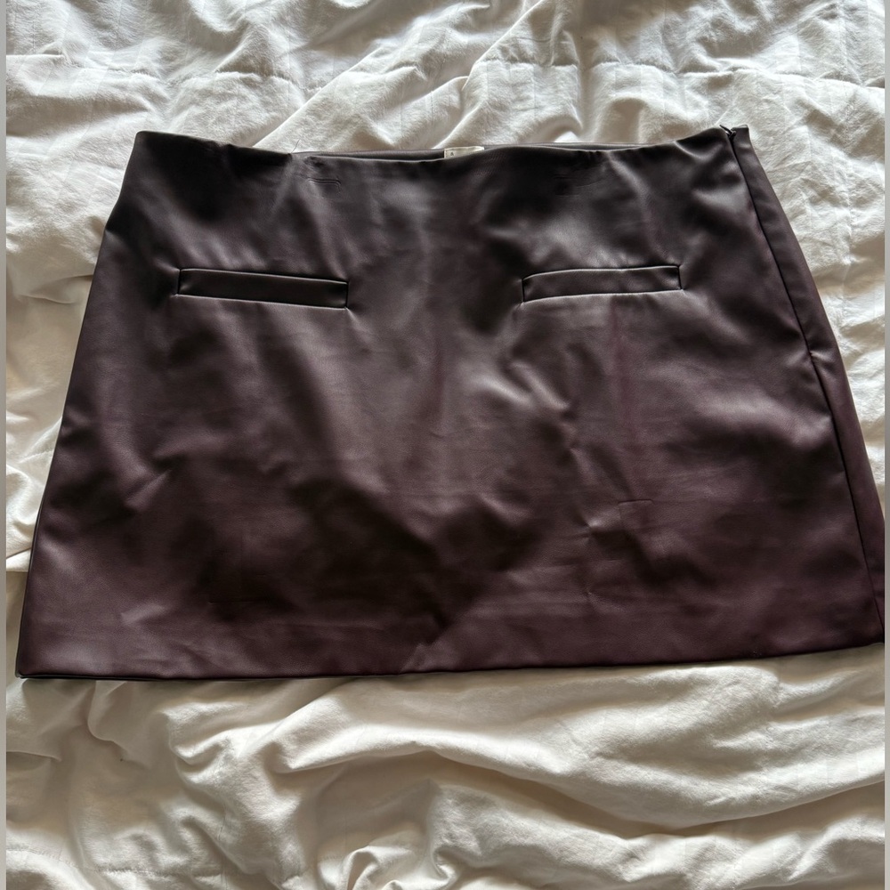 a new day plum faux leather mini skirt